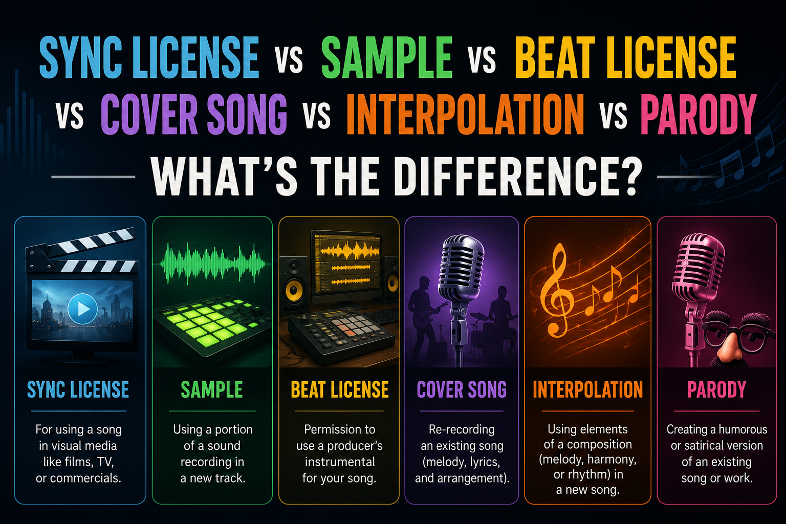 Sync License vs Sample vs Beat License vs Cover Song vs Interpolation vs Parody: What's the Difference?